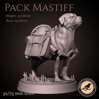 paquete mastín animal criatura perro rottweiler viaje mascota miniatura mesa dnd e5 32mm 75mm presupuesto impresión imprimible Arte esculturas 3d print model - Mito3D