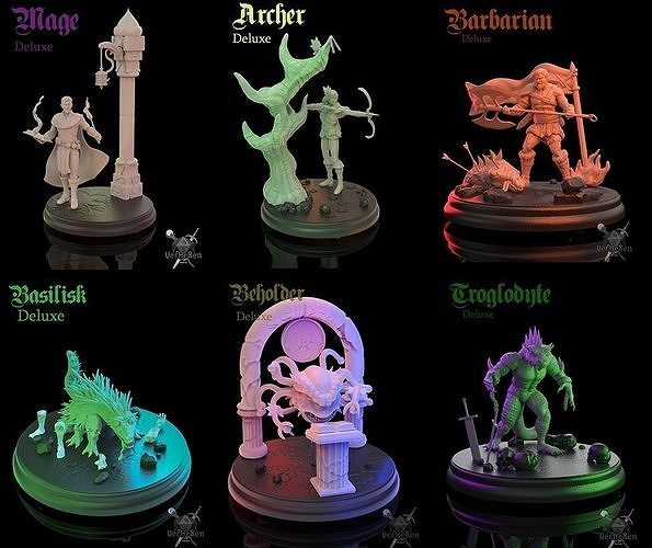 pack miniature wave 1 dlx collectibles figurines character sculpture 3dprint art fantasy toys rpg statue printable 3dprinting boardgames games 3D print model - Mito3D