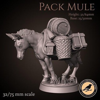 pacco mulo animale creatura viaggio miniatura tavolo dnd e5 32mm 75mm presupposto Stampa stampabile arte sculture 3d print model - Mito3D