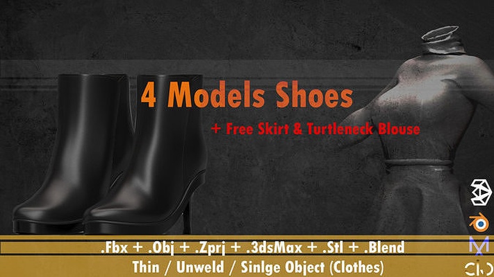 paquete of zapatos mujer personaje alto tacones botas sandalias imprimible moda ropa calzado clo3d maravilloso diseñador vestir estilo atuendo accesorios vestidos humano 3d print model - Mito3D