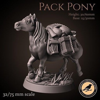 paquete poni animal criatura viaje miniatura mesa dnd e5 32mm 75mm presupuesto imprimible impresión Arte esculturas 3d print model - Mito3D