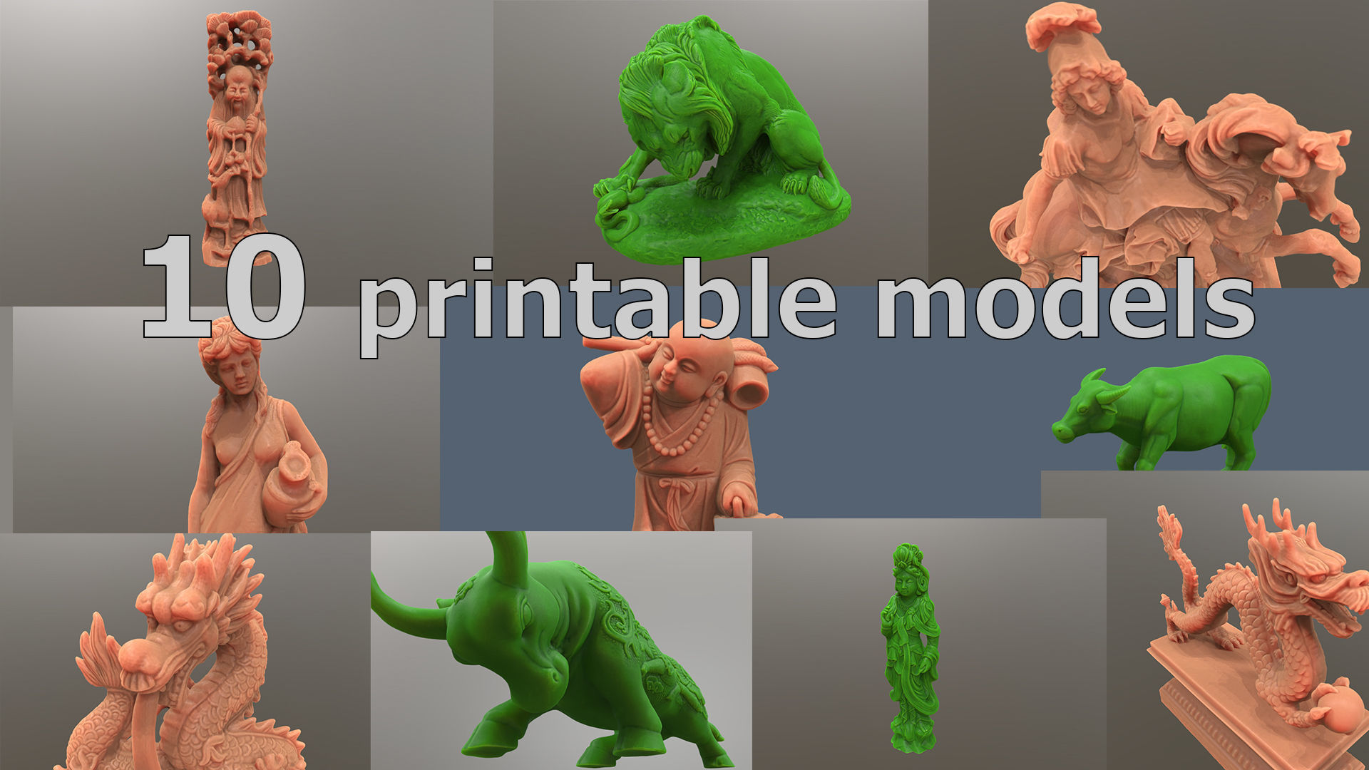 yazdırılabilir modelleri heykeller paketi sanat minyatür heykel packcollection eski medievbal tarih Asya monk ejderha kadın kız büstü clay 3D print model - Mito3D