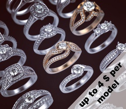 pack-ring 4 Schmuck pack ring Silber gold ein gem bedruckbar ist Diamant-ring sterling genial Mode-Schönheit bangle diamant vintag engagement diamond cad Hochzeit Ringe 3d print model - Mito3D