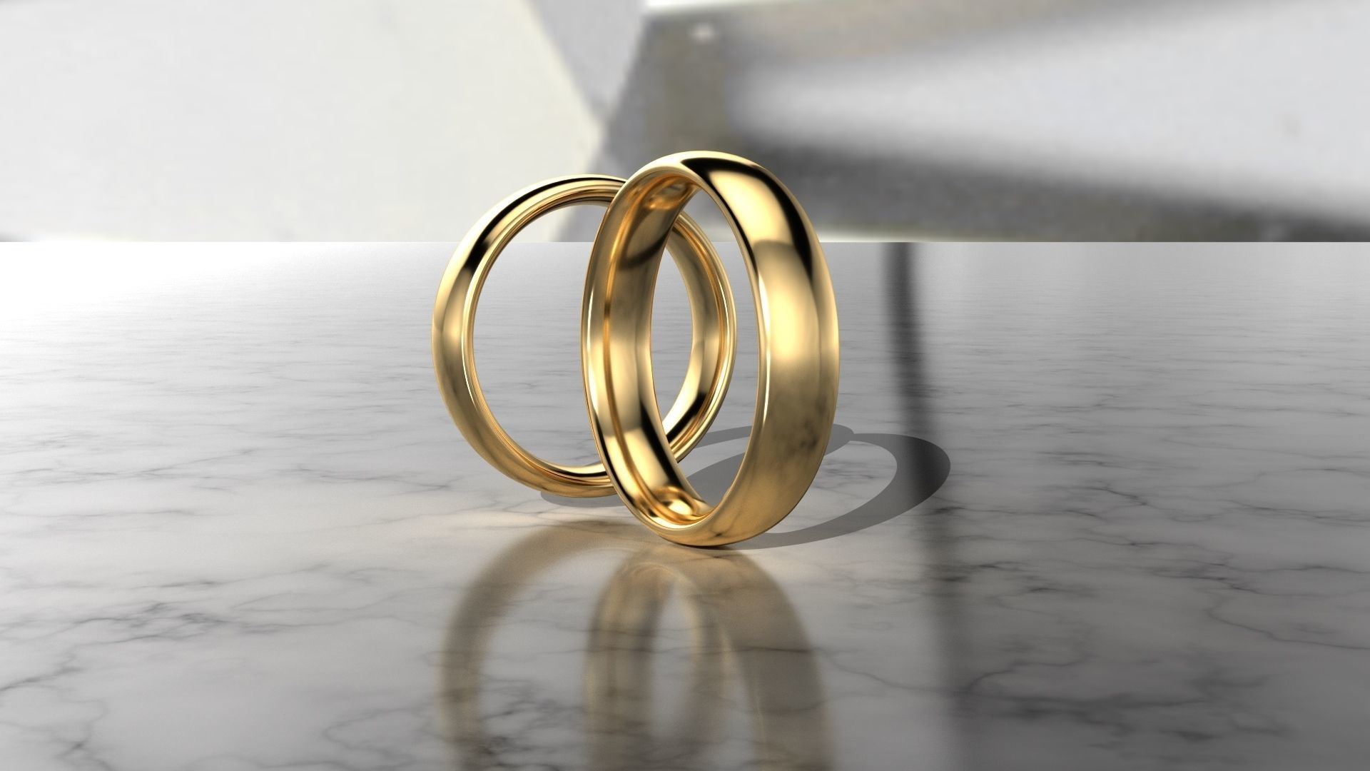 pack simple wedding ring large rounded perfil gold engagement jewelry love jewel diamond weddingring fashion 3dprint 3dmodel finger forever silver printable valentine cupid reflection shining rings 3D print model - Mito3D