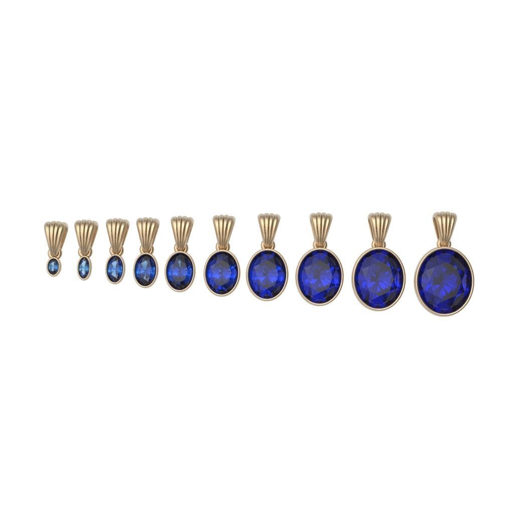 paquet of 10 classique pendentif colliers facette ovale pierres précieuses bijou bijoux argent or gemme diamant pendentifs 3D print model - Mito3D