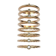 pacote de 8 clássico conjunto anel gema todo o tamanho definir gem diamante jewelers, revendedor cad ouro prata platina ferramenta printable sterling aço rejeição hélice escada em espiral jóias anéis 3d print model - Mito3D