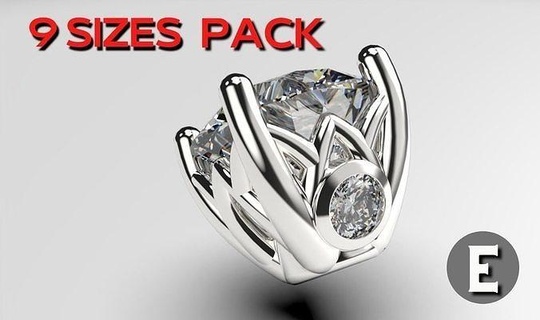 pacote noivado solitário anel hea viga brincos cabeça pedra 3dprint preciosa joalheria imprimível diamante pinos gema Casamento argolas pinça pinças volta 3d print model - Mito3D