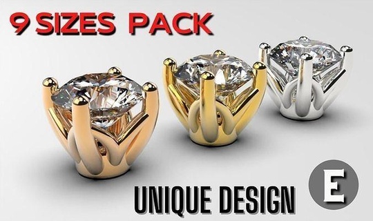 paket nişan Solitaire yüzük baş damızlık küpe taş 3dprint takı yazdırılabilir elmas çatallar düğün değerli mücevher yüzükler halka Pensler yuvarlak kafa 3d print model - Mito3D