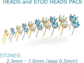 a package of heads stud earrings gems jewlry printable head 4prong siz prong usa canada europe germany uk united states forjeweller set 3d jewelry 3d print model - Mito3D