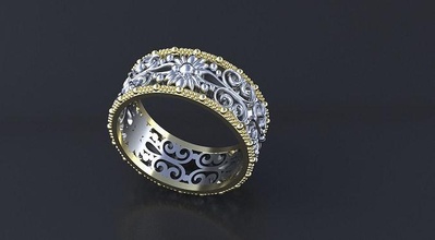 paquet mariage band rings ornement anneaux argent diamant bague mode sterling gemme brillant or bijoux engagement ornemental beauté vintag 3d print model - Mito3D