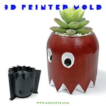 Pac Man planteur moule 3d imprimé 3dprint béton pla vase pot ciment verser DIY main fantôme Jeux jouets 3d print model - Mito3D