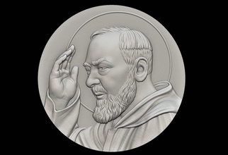 padre pio medallion father pendant jewelry jewellery bas relief god christian religious deity art sculptures 3d print model - Mito3D