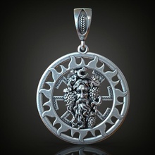 paganisme amulette pendentif bibelot slave nordique ancien barbe vieil homme sage argent bijoux Collier oxydé pendentifs 3d print model - Mito3D