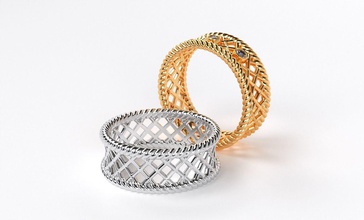 pair beautiful golden wicker wedding rings jewelry ring gold cad printable silver diamond fashion brilliant sterling white engagement sapphire beauty brillant 3d print model - Mito3D