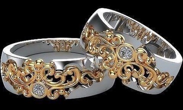çift alyans iplik takı meydan özel elmas çifti düğün yüzük iş parçacığı 3d print model - Mito3D