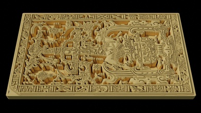 pakal tomba calcolo coperchio aka maya navicella spaziale astronauta cimeli palenque tempio arte scansioni repliche 3d print model - Mito3D