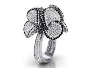 palmiero fleur mode bague 3dmodel or diamants bijoux anneaux diamant imprimable brillant etats unis canada l'europe 3d print model - Mito3D