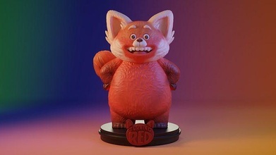 panda mei lee arte disney figurina divertimento meilin rosso rojo scultura statua girando 3d print model - Mito3D