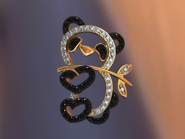 panda pendant gold pandas gems jewelry diamonds pendants 3D print model - Mito3D