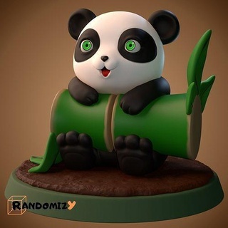 Panda pochoo DIY Bambus Tier Zahl Charakter Kunstspielzeug niedlich Design Sammlerstück randomizy randomizy3d Skulptur Statue Miniaturen Figuren Kunst Skulpturen 3d print model - Mito3D