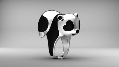 panda yüzük emaye doğa takı hayvan mücevher 3dm stl dosya ayı gümüş altın 3d yazdırılabilir yazdır model cnc katı manzara düğün nişan yüzükler 3d print model - Mito3D