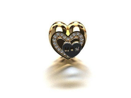 pandora bijoux or argent imprimable diamant bague Collier pendentif boucle d'oreille bracelet coeur pendentifs 3d print model - Mito3D