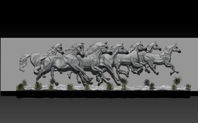 painel cavalo corrida decoração enfeite esculpido alívio gravação mobília 3dmodel arte jogos animação ar livre arquitetônico prata bronze cobre alumínio madeira safira rubi granada mármore esmeralda pedra espuma casa interior villa hotel esculturas 3D print model - Mito3D