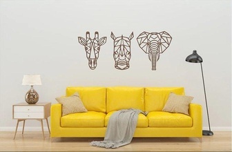 pano africa lion zebra rhinoceros elephant giraffe minimalist room safari art printable decor illustration cartoon furniture house 3d print model - Mito3D