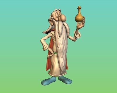 panoramix druida asterisco obelix desenho animado comix França gálico jogos Magia poção brinquedos getafix arte esculturas 3d print model - Mito3D