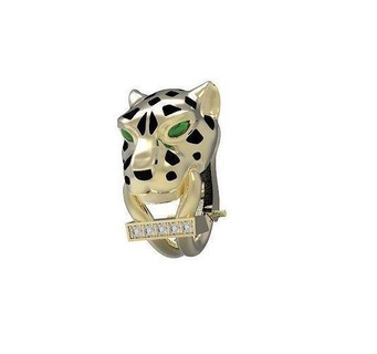 panter brincos ouro diamante jóias prata brilhante branco noivado anel joalheria pantera Panthera argolas gema luxo platina Puma 3d print model - Mito3D