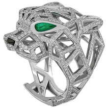 panter Diamant Ring 1 Gold Schmuck Juwel Weiß brillant Mode druckbar Silber Ringe 3d print model - Mito3D
