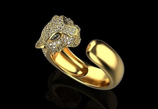 panter ring jewelry gold silver diamond jewel jewellery wedding gem engagement white brilliant black brillant diamant fashion printable rings 3d print model - Mito3D