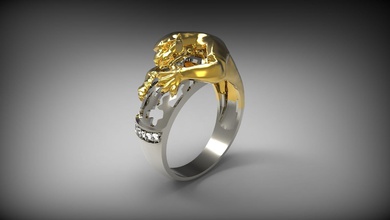 pantera anello gioielli disco di platino brillant diamante sfida moda anelli 3d print model - Mito3D