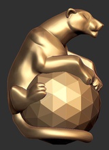 pantera altın ayı top stl 3dprint heykel şekil zbrush takı kolye 3d print model - Mito3D