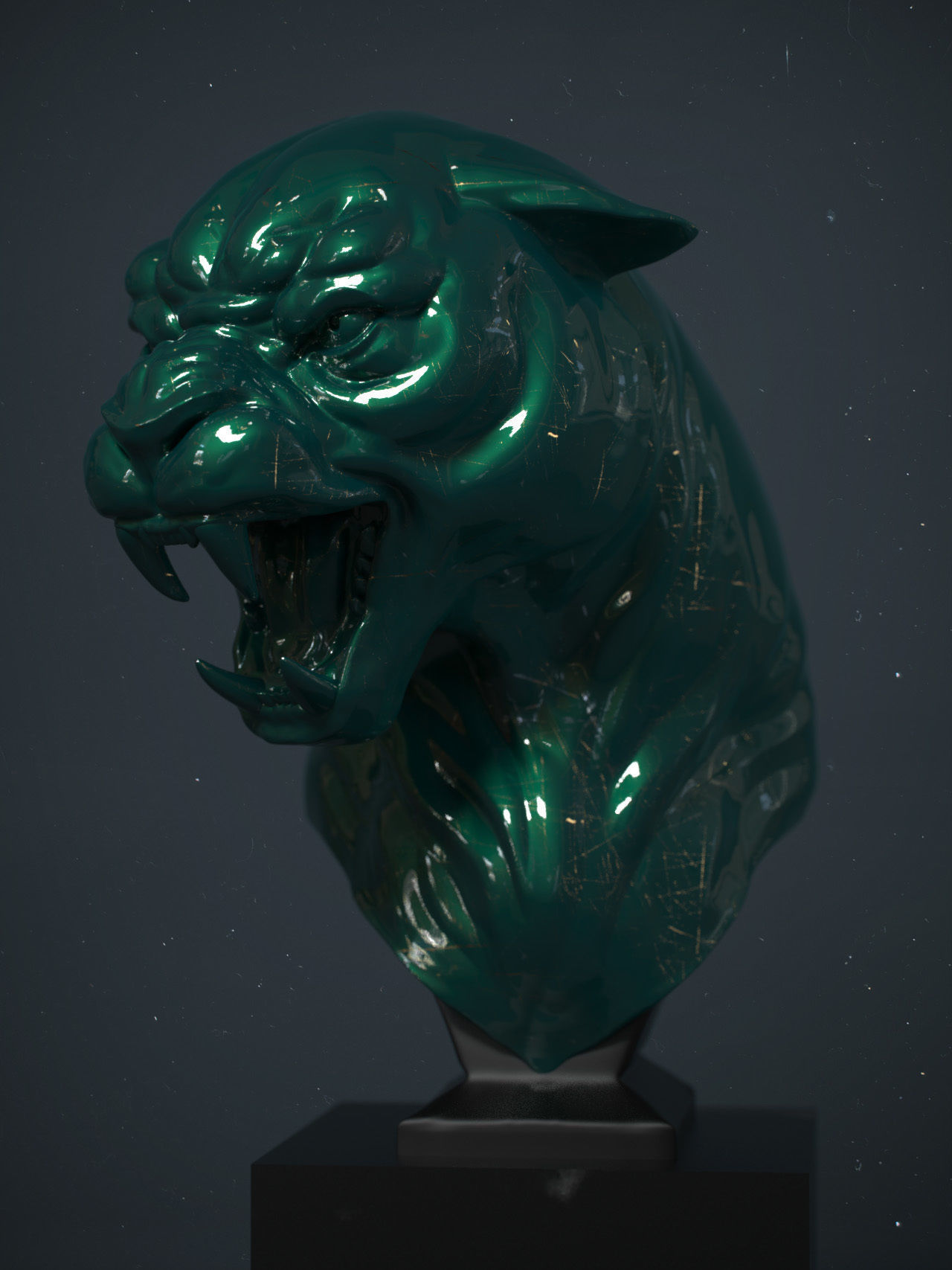 panthère tigre buste animal chat lion nature fourrure puma bengale art sculptures 3D print model - Mito3D
