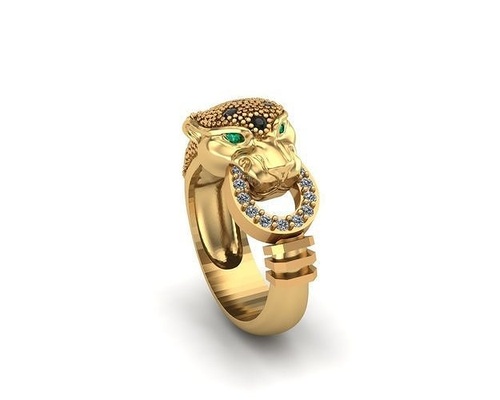 panther diamond anillo pantera joyería joya oro gato puma plata animal panthera animales salvaje leopardo anillos 3d print model - Mito3D