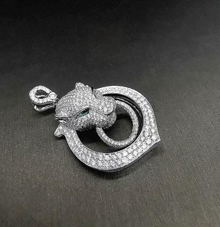 panther diamond pendant 3d model stl 3dm pandant gioielleria oro ciondoli argento stampabile diamante gioiello sterlina pendente collana 3d print model - Mito3D