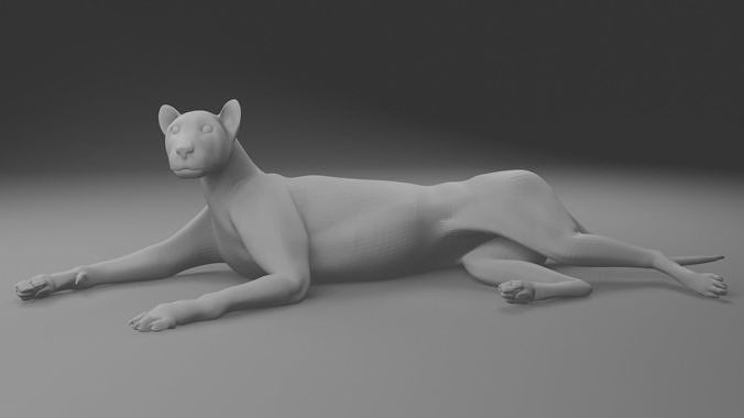 panther lying cat tiger lion leopard cheetah kitten 3d printing smooth games toys 3D print model - Mito3D
