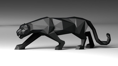 panther 2 art panther lowpoly geometric triangle origami puma cat art kitty tiger predator 3d sculpture figurine statue sculptures