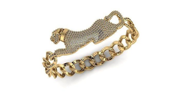 panther bracelet 4 gold jewelry silver diamond jewellery jewel 3d printable bracelets 3d print model - Mito3D