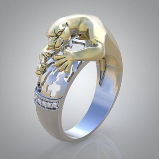 panter elmas yüzük 0450 3d yazdırılabilir model 14 mücevher takı kolye lüks yüzükler küpe bilezik düğün altın platin gümüş bilezikler 3d print model - Mito3D