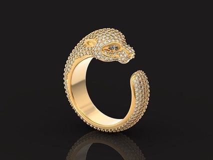 Panther Diamant Ring 846 Mikro pflastern einstellen Leopard Puma Silber Mädchen Jaguar Schmuck Gold klassisch Abend stilvoll modisch elegant anmutig Ringe 3d print model - Mito3D