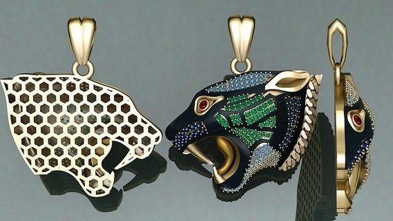 panther face pendent panther face pendent jewelry animal fashion decoration pendants  3d print model - Mito3D