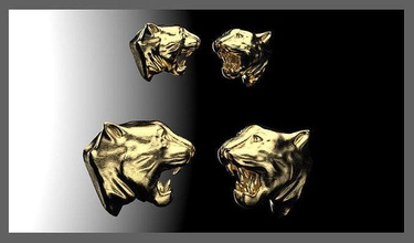 panther head pendant studs angry earring animal jaguar lion jewelry zbrush kolye panter black ring cat leopard puma luxury chrome pendants earrings 3d print model - Mito3D