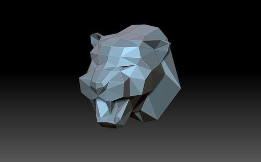 pantera cabeça gato leopardo tigre poli pobre poligonal arte origami animais animal esculturas 3d print model - Mito3D