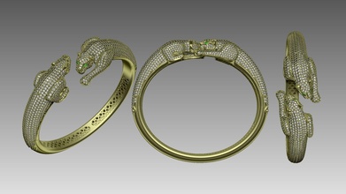panthère bijoux bracelet or parti argent diamant 3djewelry kelepce bracelets 3d print model - Mito3D