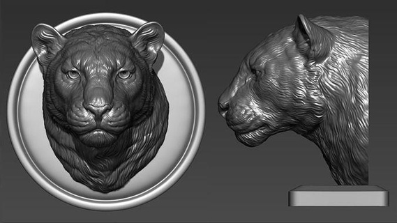 panther leopard head cat lion pendant silver printable miniatures medallion jewellery 3dprinting interior jewelry statue sculpture gold art animal sculptures 3d print model - Mito3D
