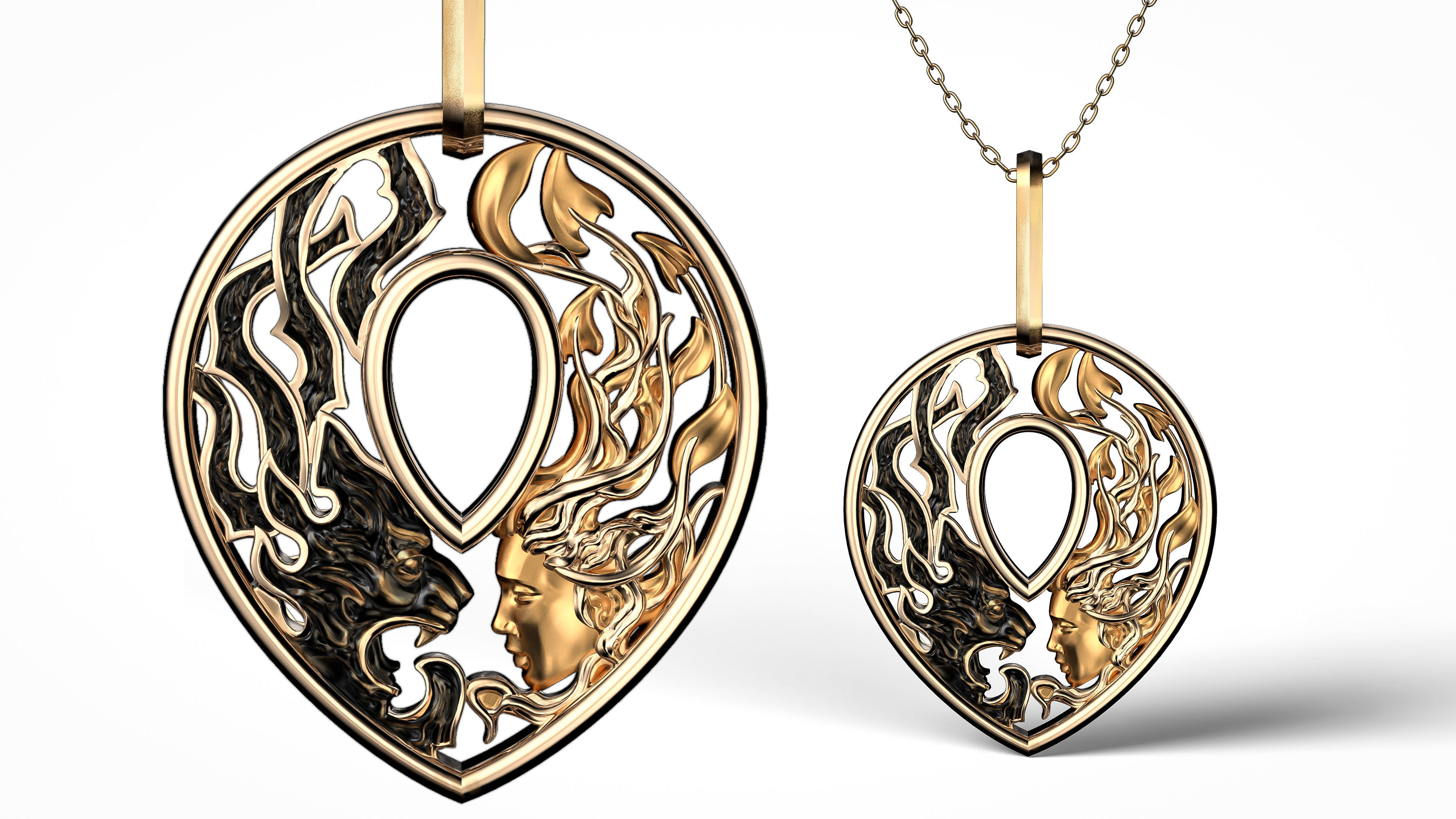 panther necklace instinto magerit pendant origen collection design puma panthera bengal gold silver platinum jewelry ring bracelet necklaces 3D print model - Mito3D