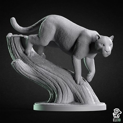 pantera on árbol animal animales estatua miniatura escultura figura fauna silvestre arte esculturas pantano león gato montés 3d print model - Mito3D