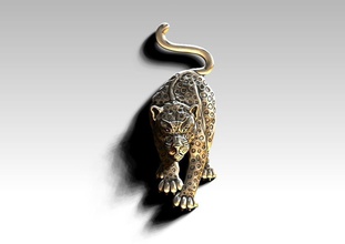 pendentif panthère bijoux panther miniature d'argent se cacher pendentifs 3d print model - Mito3D